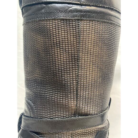 Aquatalia By Marvin K Women’s Black Leather Buckle Mid Calf Moto Boots Size 8 - Picture 4 of 11